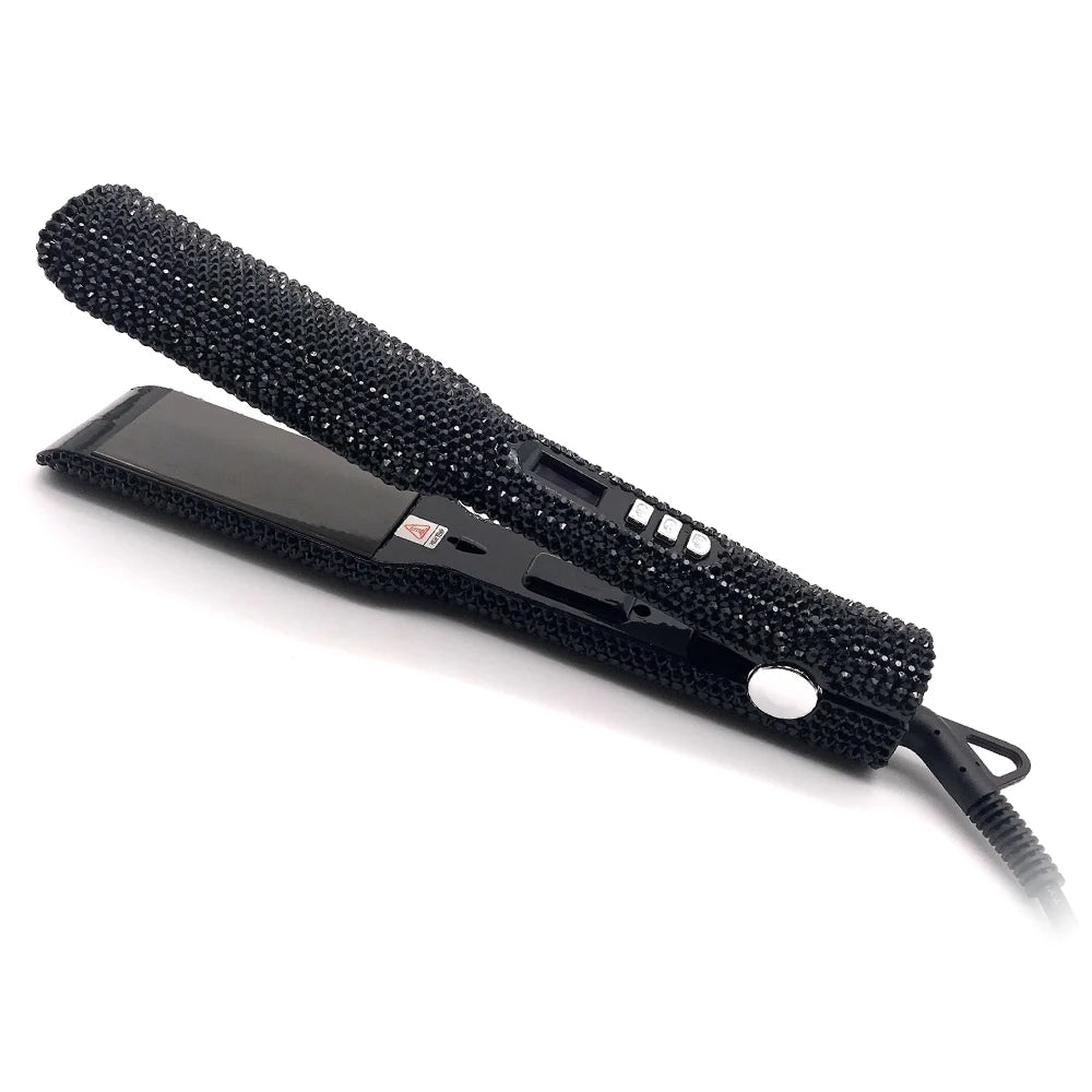 Hair Straightener Flat Iron Plancha De Cabello 2 Inch Fast Heating Titanium Plate Flat Iron with Rhinestones & LCD Display